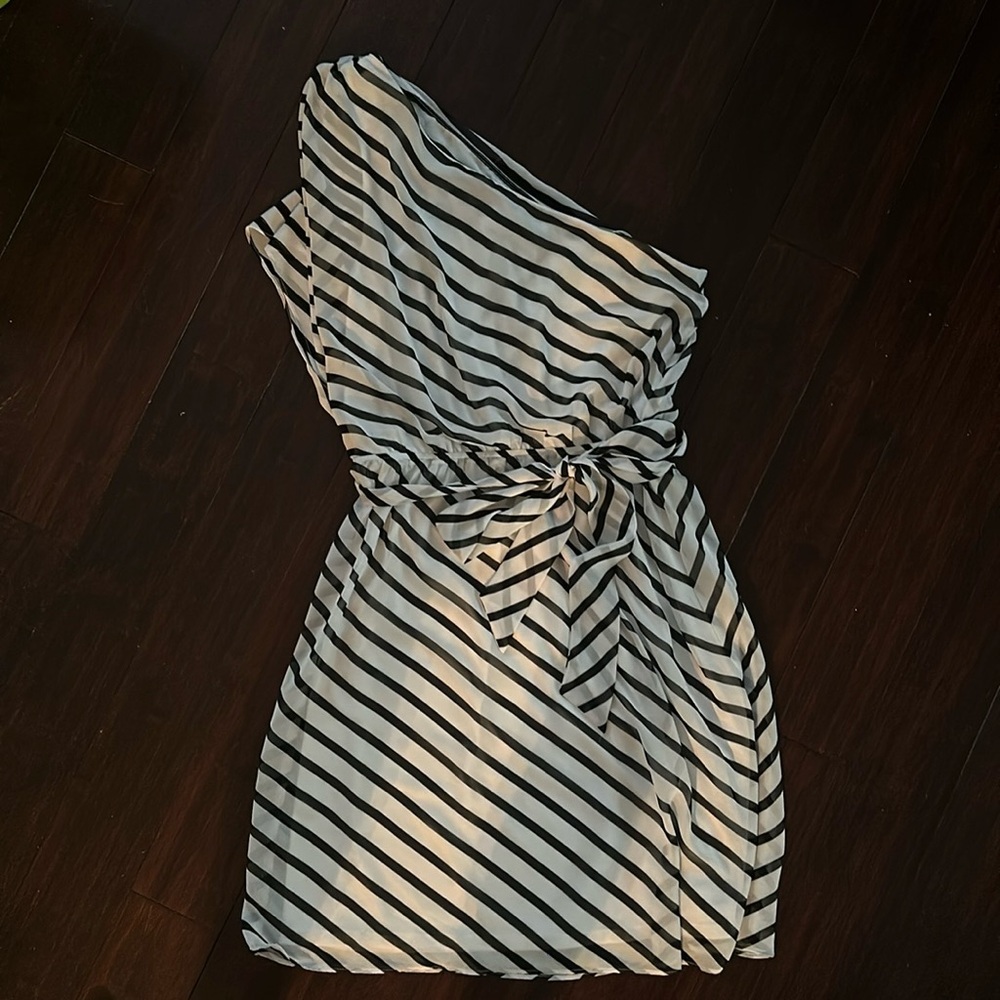 Express off the shoulder, striped shirt